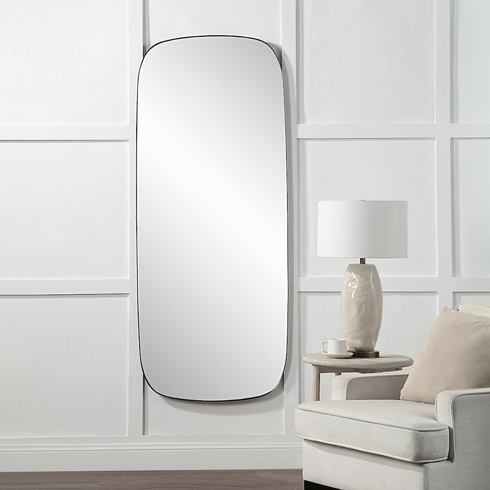 Almandine 72" Tall Rectangular Mirror, Matte Black. Picture 2