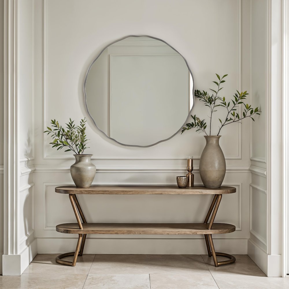 Cerro 30" H x 30" W Wall Mirror, Silver. Picture 2