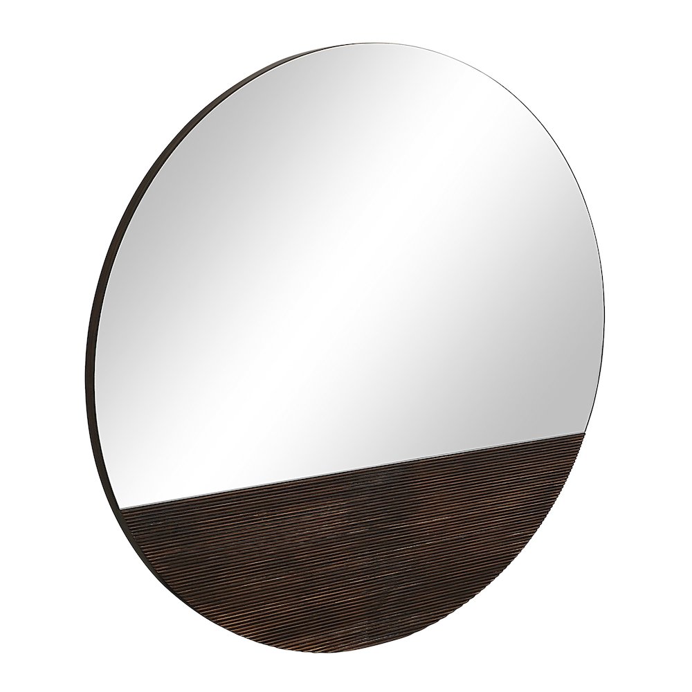 Ronda 47.25" H x 47.25" W Wall Mirror, Brown. Picture 3