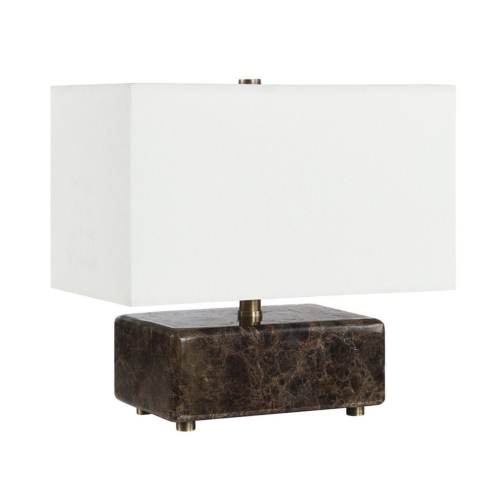 Cabo 11.25" Tall Brown Emperador Marble Table Lamp with Rectangle Linen Shade. Picture 5