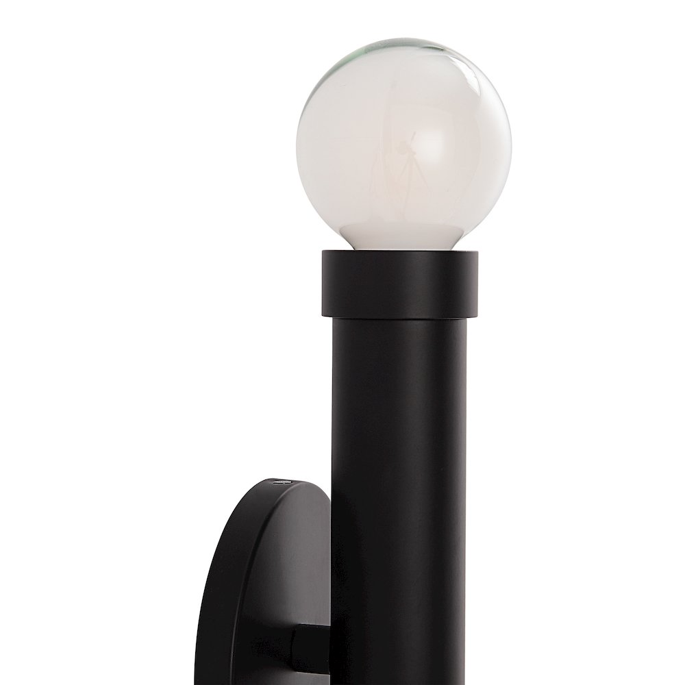 Alika 12" Powder Coated Matte Black 2-Light Wall Sconce. Picture 3