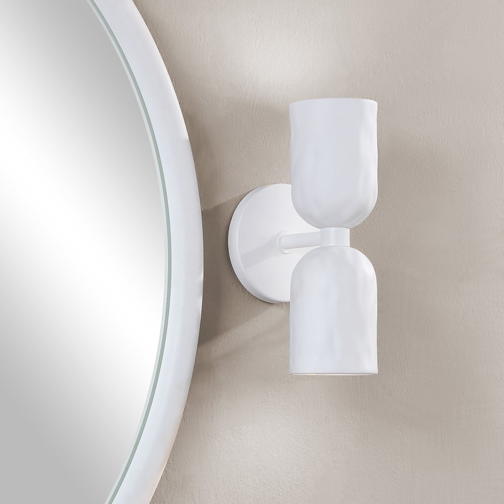 Akira 11.2" Off-White 2-Light Wall Sconce. Picture 2