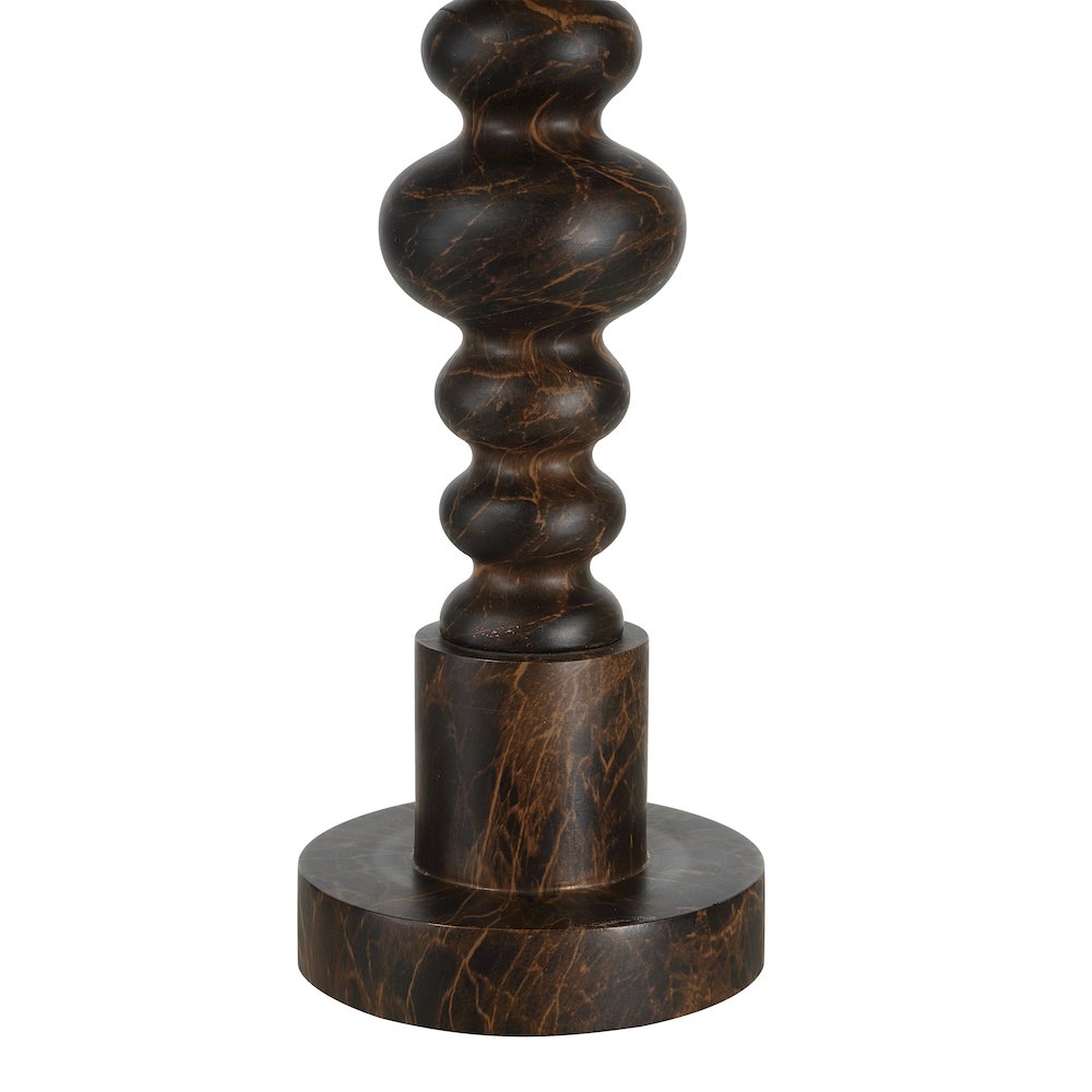 Famar 37" Tall Black Marble Resin Table Lamp with Tapered Linen Shade. Picture 4