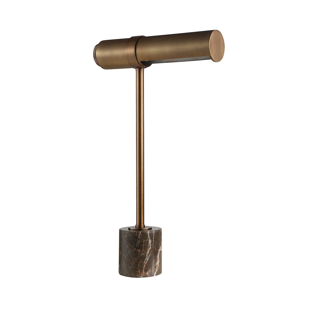 21.5" Tall Dark Antique Brushed Bronze Iron Table Lamp with Tube Iron Shade. Picture 1