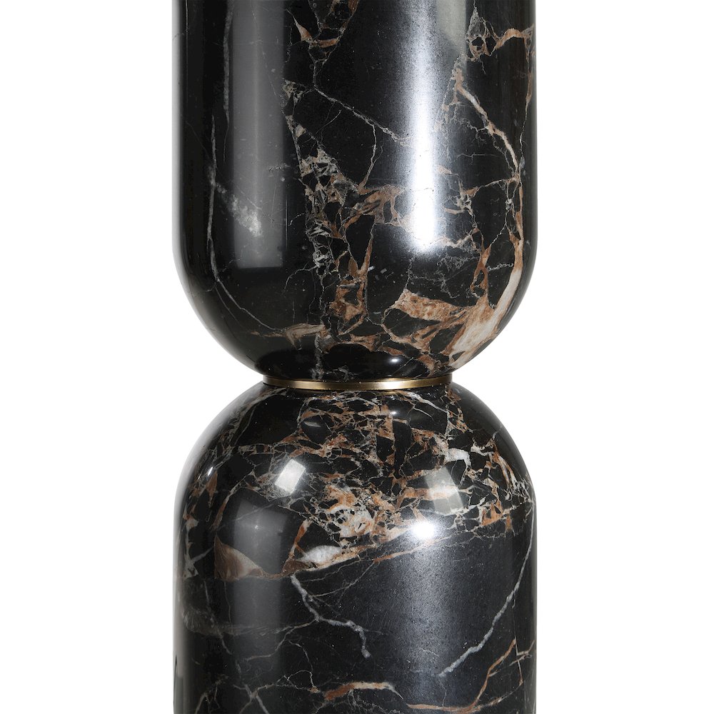 Enri 27" Tall Black Marble Table Lamp with Drum Linen Shade. Picture 4