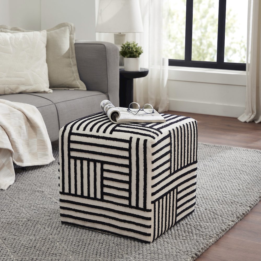 Monti Cube Ottoman In White Color. Picture 2