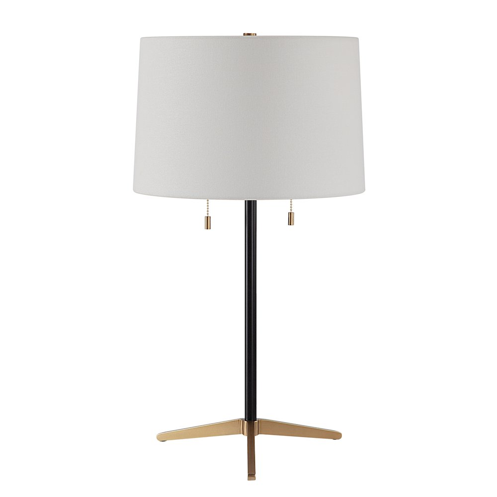 Orono 25" Tall Matte Black Iron Table Lamp With Tapered Linen Shade (Set Of 2). Picture 5