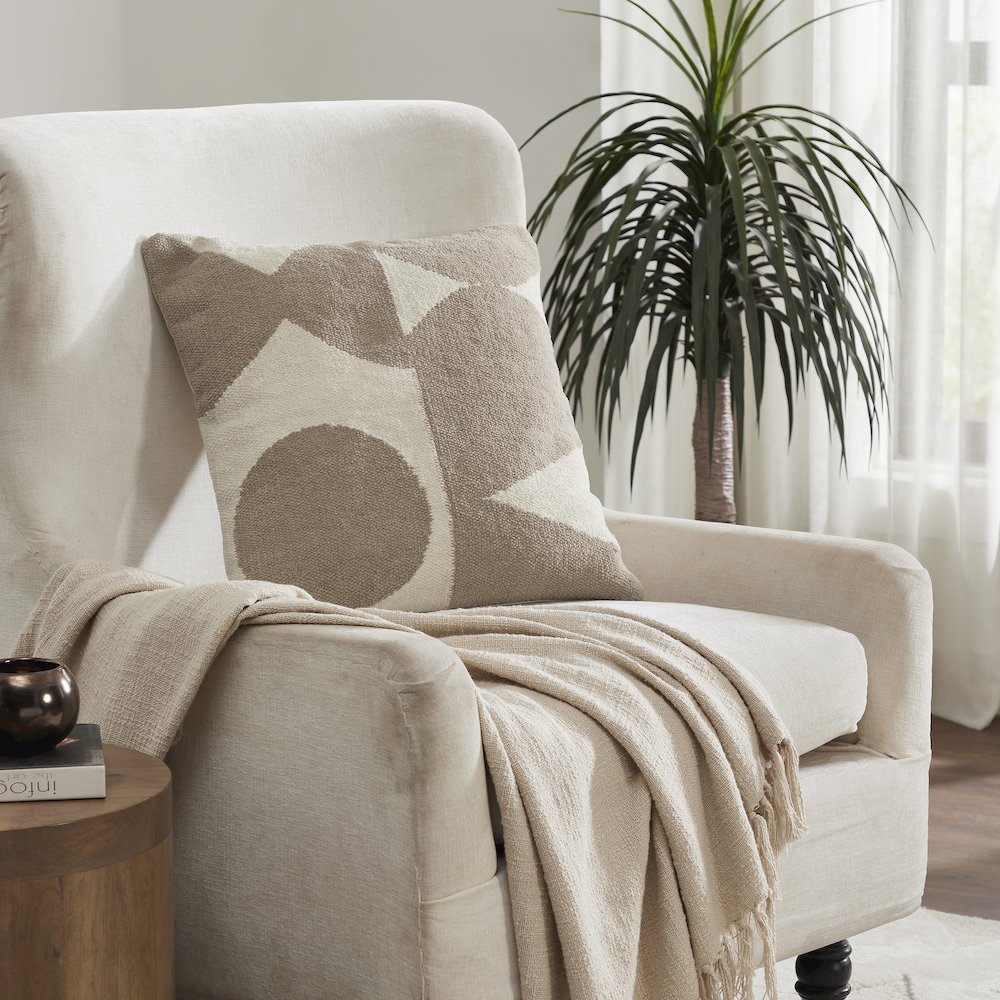 Ferla 20X20 Indoor Pillow, Beige. Picture 2