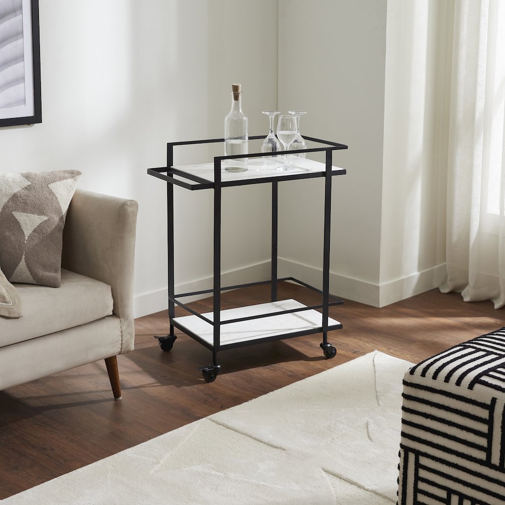 Colton Bar Cart In Black Color. Picture 2