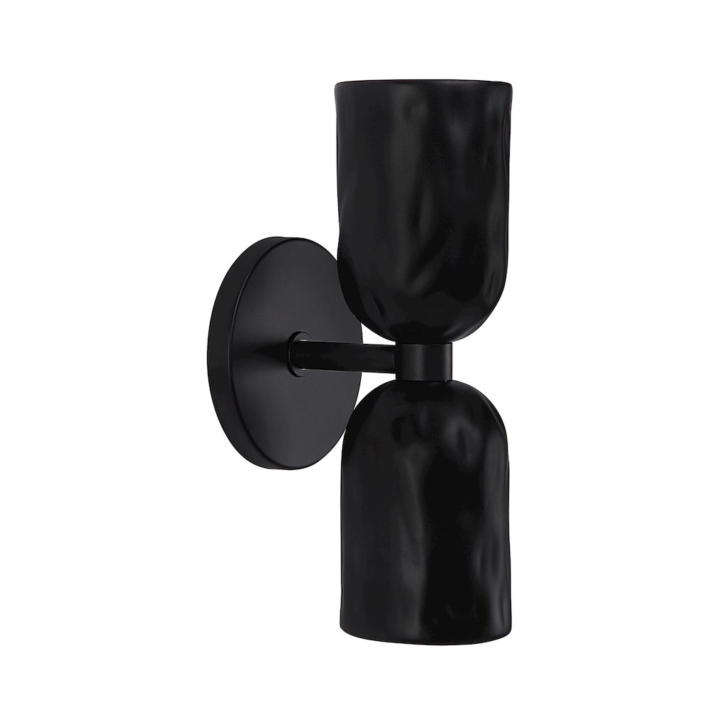 Alessia 11.2" Powder Coated Matte Black 2-Light Wall Sconce. Picture 1