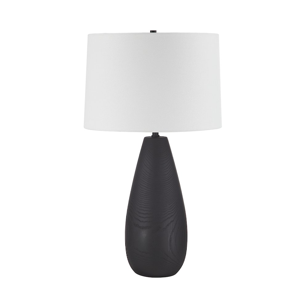 Tala 30" Tall Powder Coated Matte Black Iron Table Lamp With Tapered Linen Shade. Picture 1