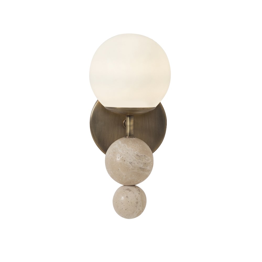 Celestia 10.5" Matte Antique Brass Beige 1-Light Wall Sconce. Picture 2