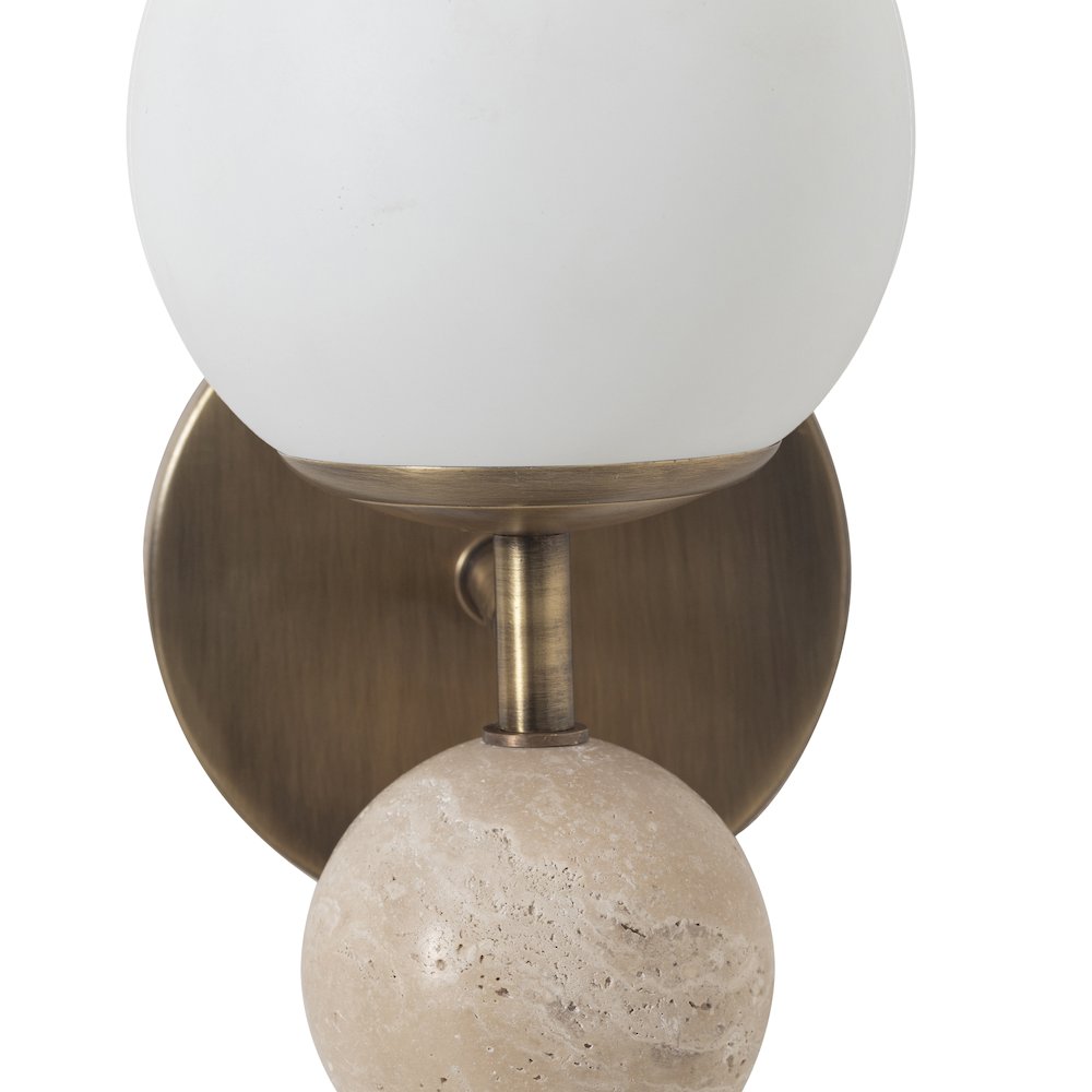 Celestia 10.5" Matte Antique Brass Beige 1-Light Wall Sconce. Picture 3