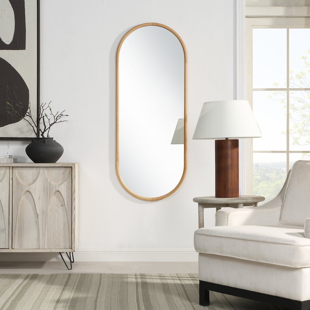 Pudino 60" H x 24" W Wall Mirror, Brown. Picture 2