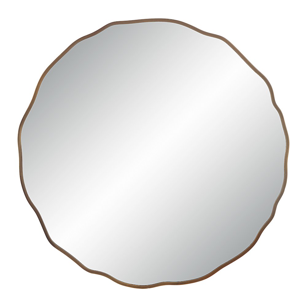 Bern 40" Tall Round Irregular Mirror, Antique Brushed Brass. Picture 1
