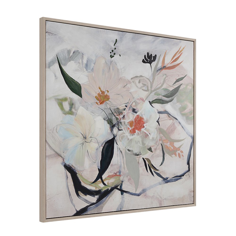 Daye 50" Wide Canvas Art With Wood Frame, Cream. Picture 3