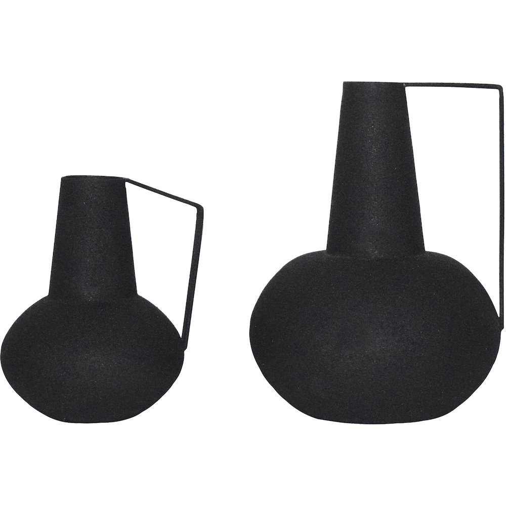MONARDA Textured Matte Black SET OF 2 VASES. Picture 3