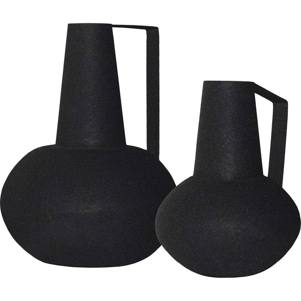MONARDA Textured Matte Black SET OF 2 VASES. Picture 1