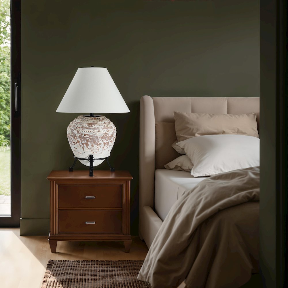 Silis 29.5" Height Table Lamps, Textured Ceramic (Off White And Brown). Picture 2