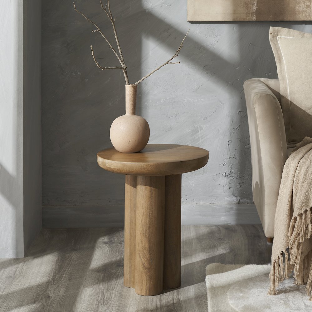 Honey Side Table In Beige Color. Picture 2
