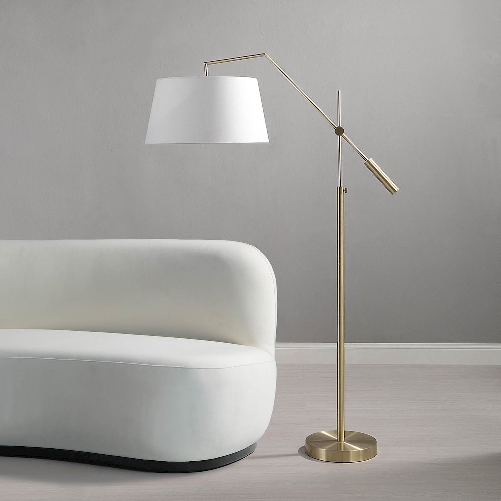 Claire 1 Light Satin Brass Floor Lamp. Picture 2