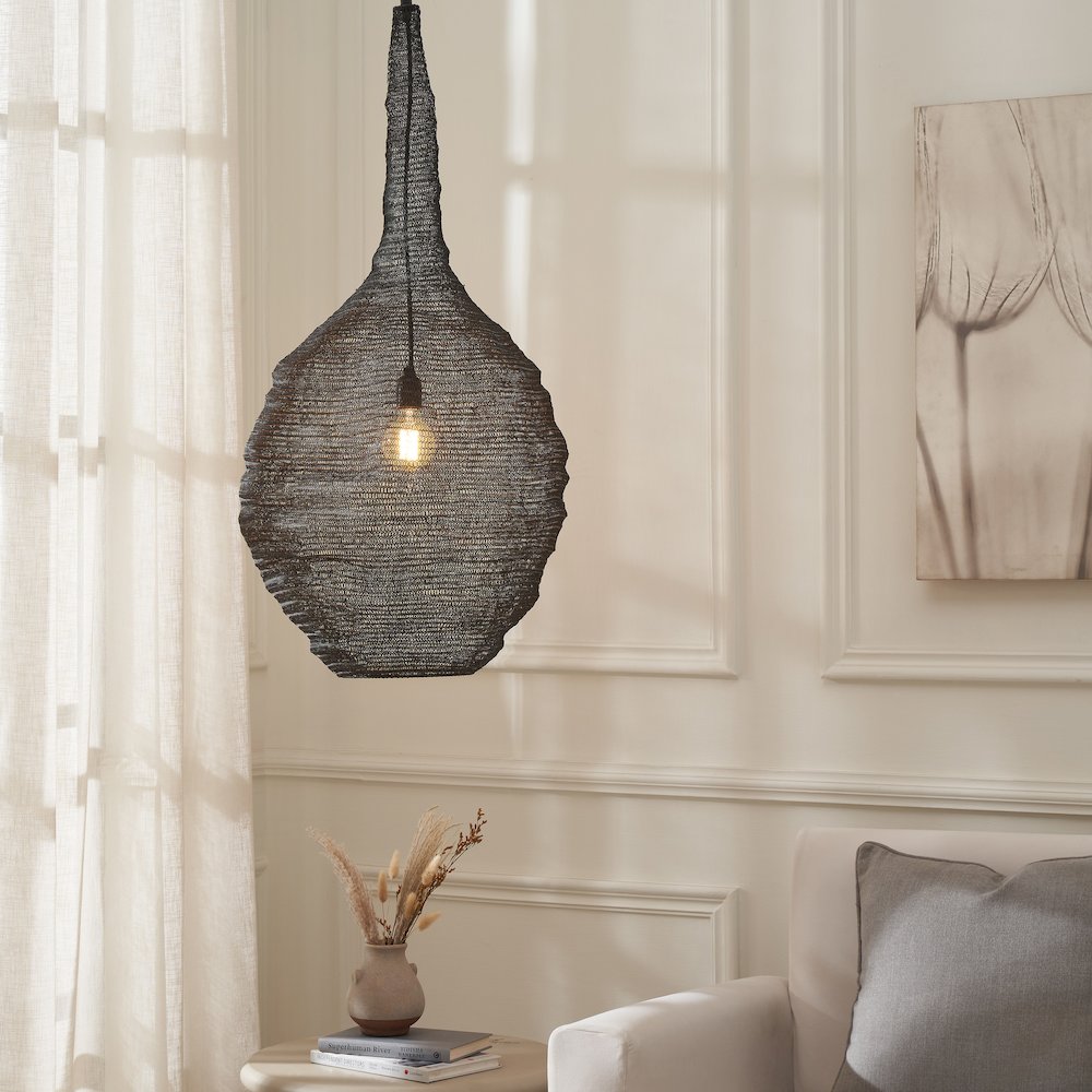 Corfu 148.5" Height Ceiling Fixture, Black. Picture 2