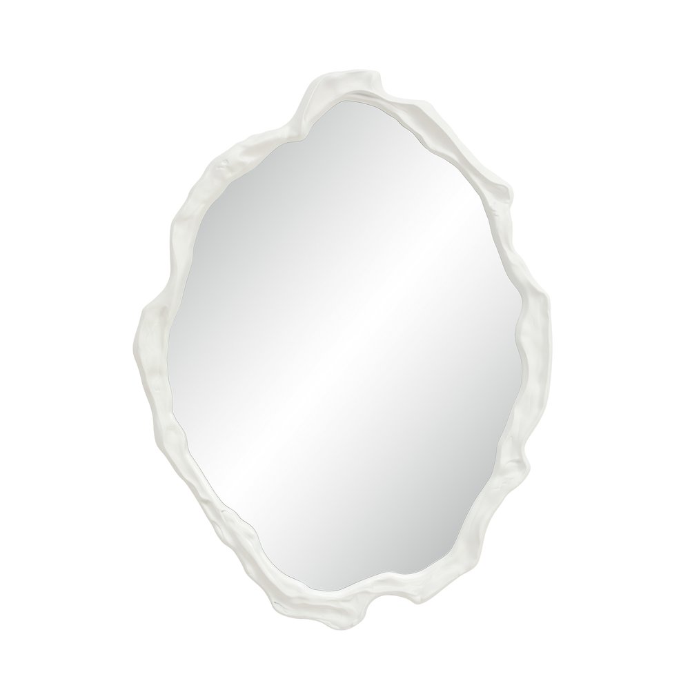 Tida 40" Tall Irregular Mirror, Matte White. Picture 1