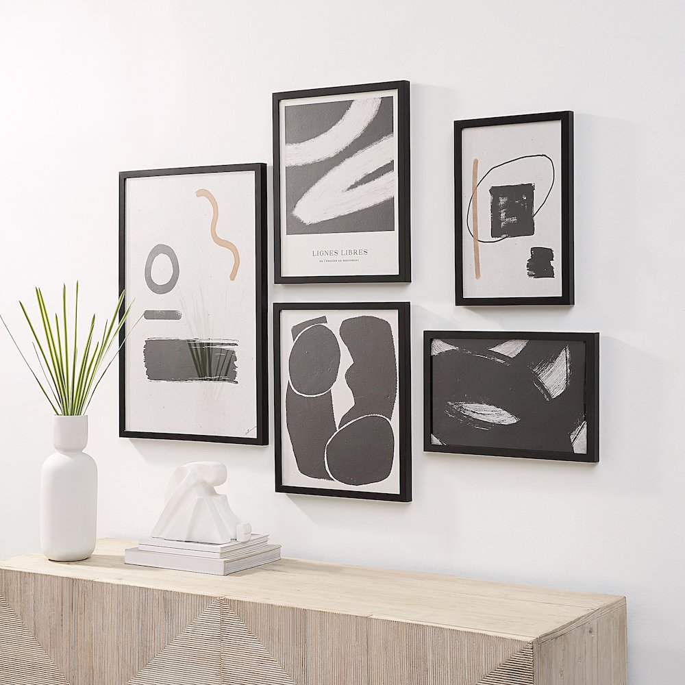 Carife 5 Piece Wide Wall Art, Black. Picture 2