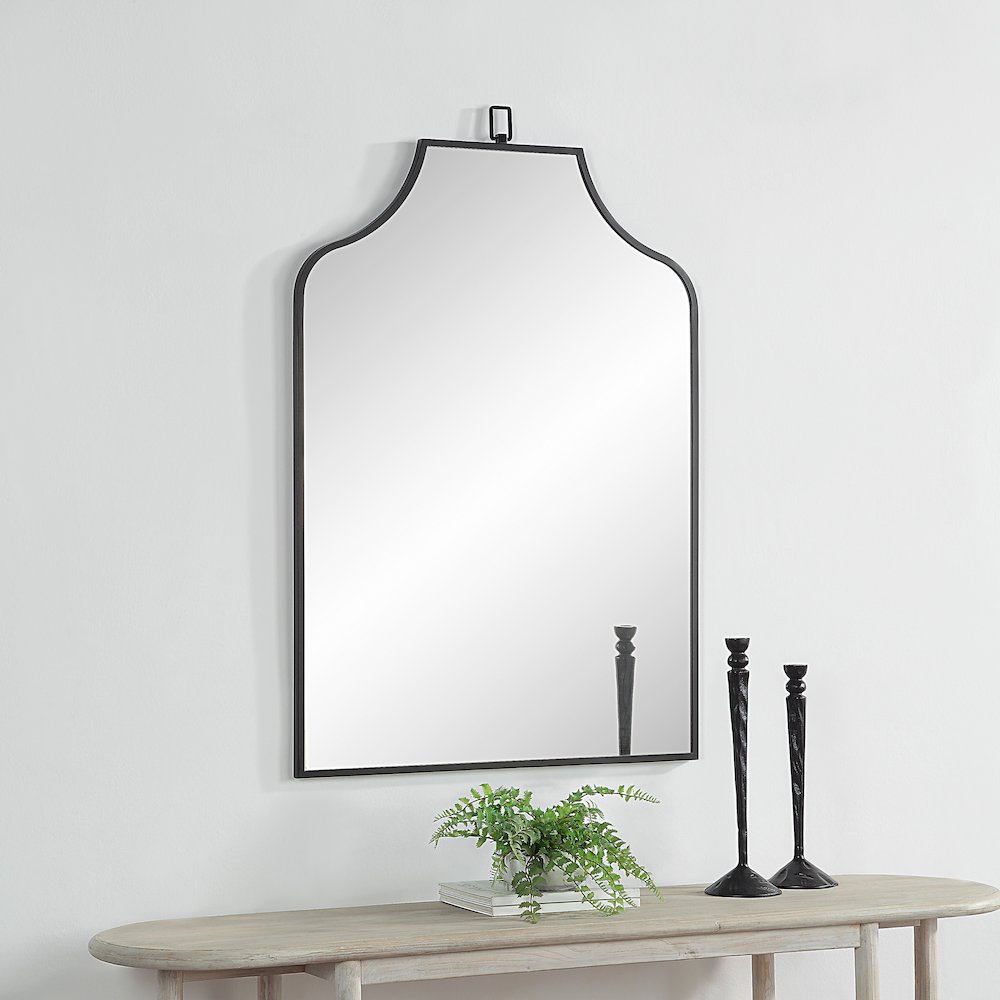 Breda 45" Tall Recatangular Arch Mirror, Matte Black. Picture 2