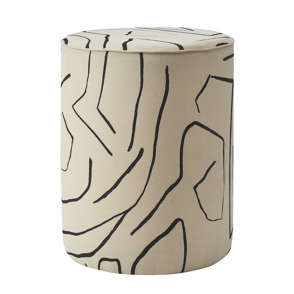 Rachelle Indoor Cotton Stool, Cream. Picture 1