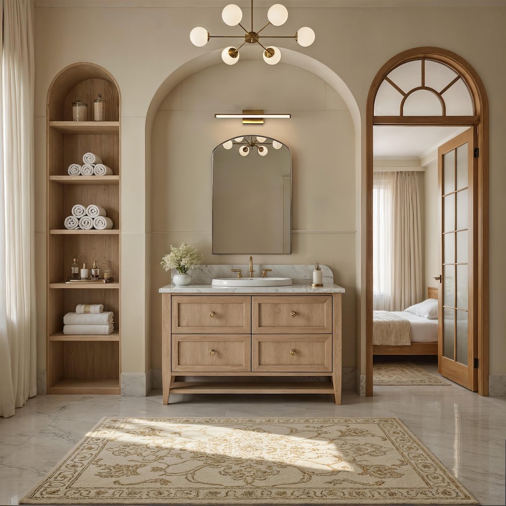 Clarisse 36" Tall Arch Mirror, Aged Brass. Picture 4