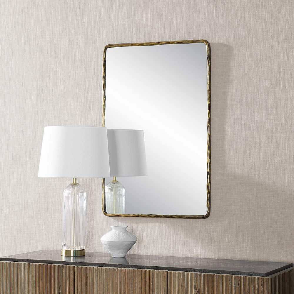 Ivory Wall Mirror In Yellow Color. Picture 2