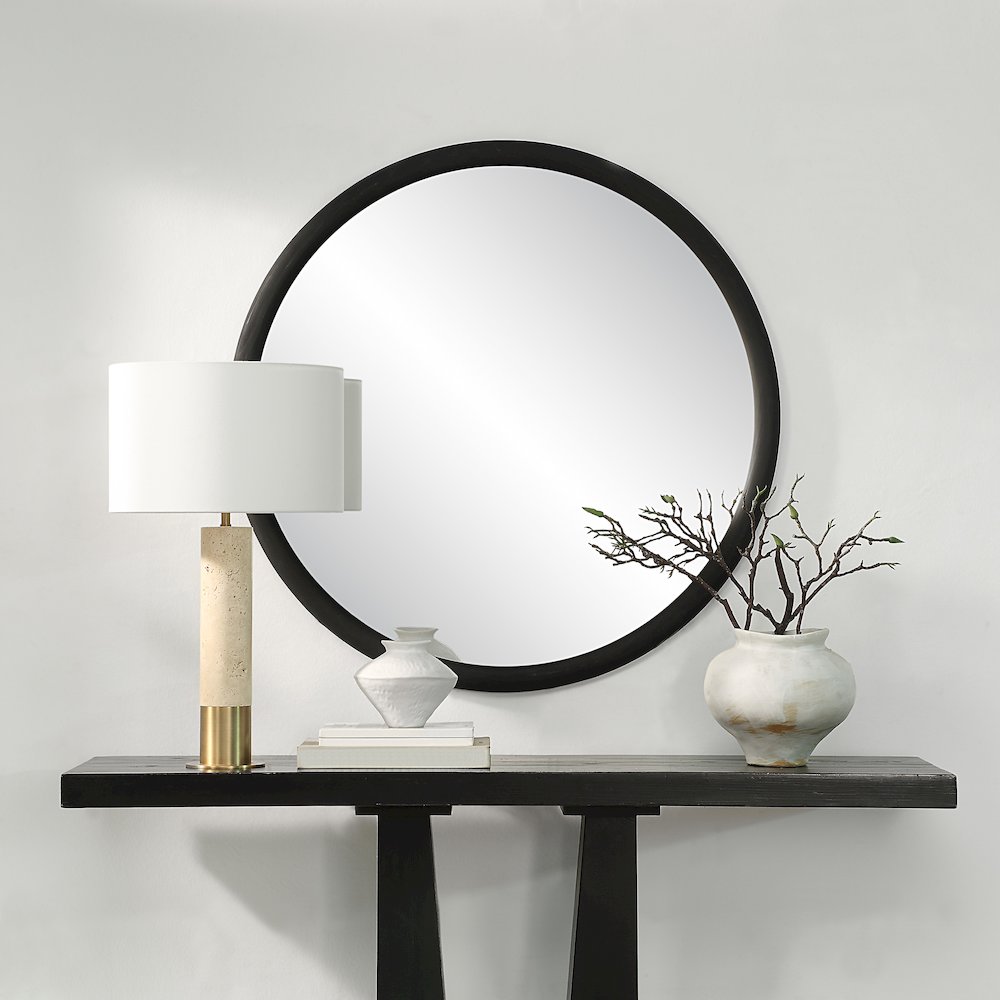 Olica 40" H x 40" W Wall Mirror, Black. Picture 2