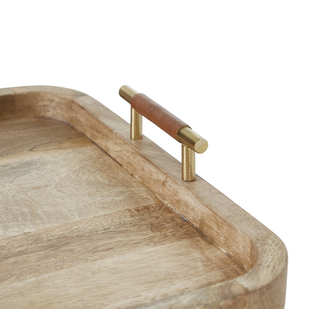 Mango Wood Rounded Edge Tray With Handles. Picture 4