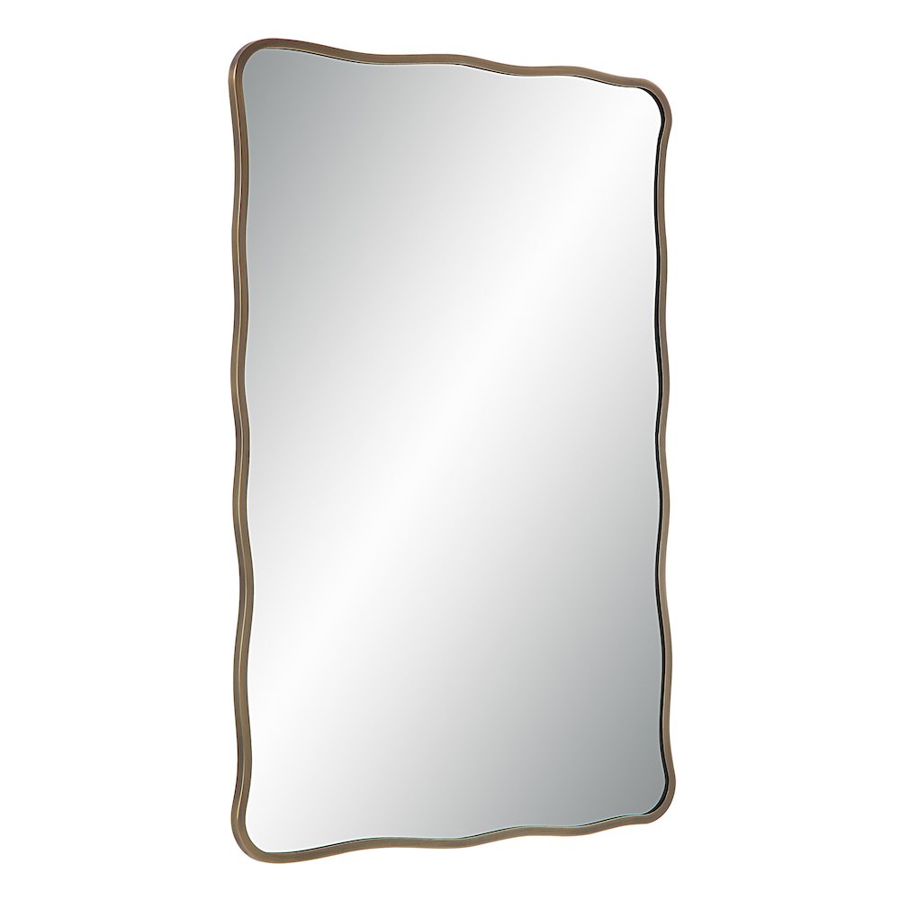 Basel 36" Tall Rectangular Irregular Mirror, Antique Brushed Brass. Picture 3