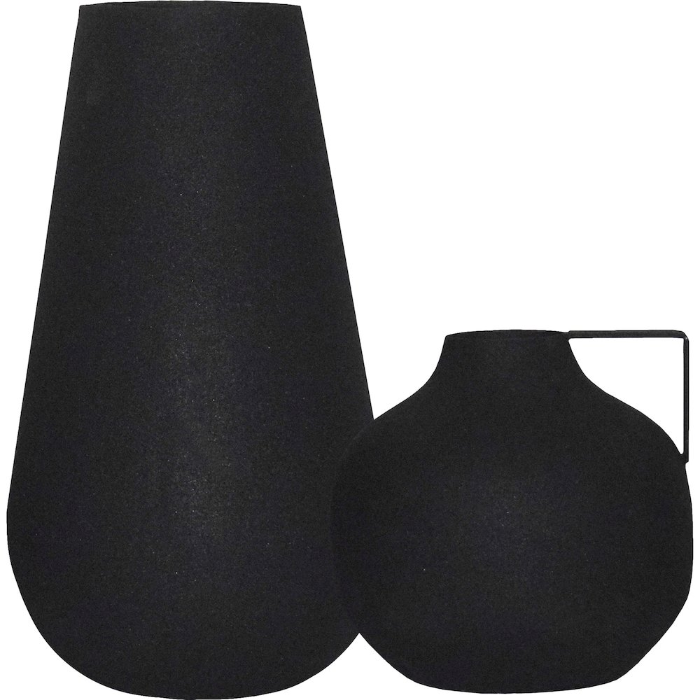 ROOVE Textured Matte Black SET OF 2 VASES. Picture 1
