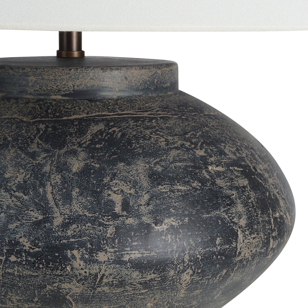 Patina 20.5" Tall Distressed Charcoal & Beige Ceramic Table Lamp. Picture 3