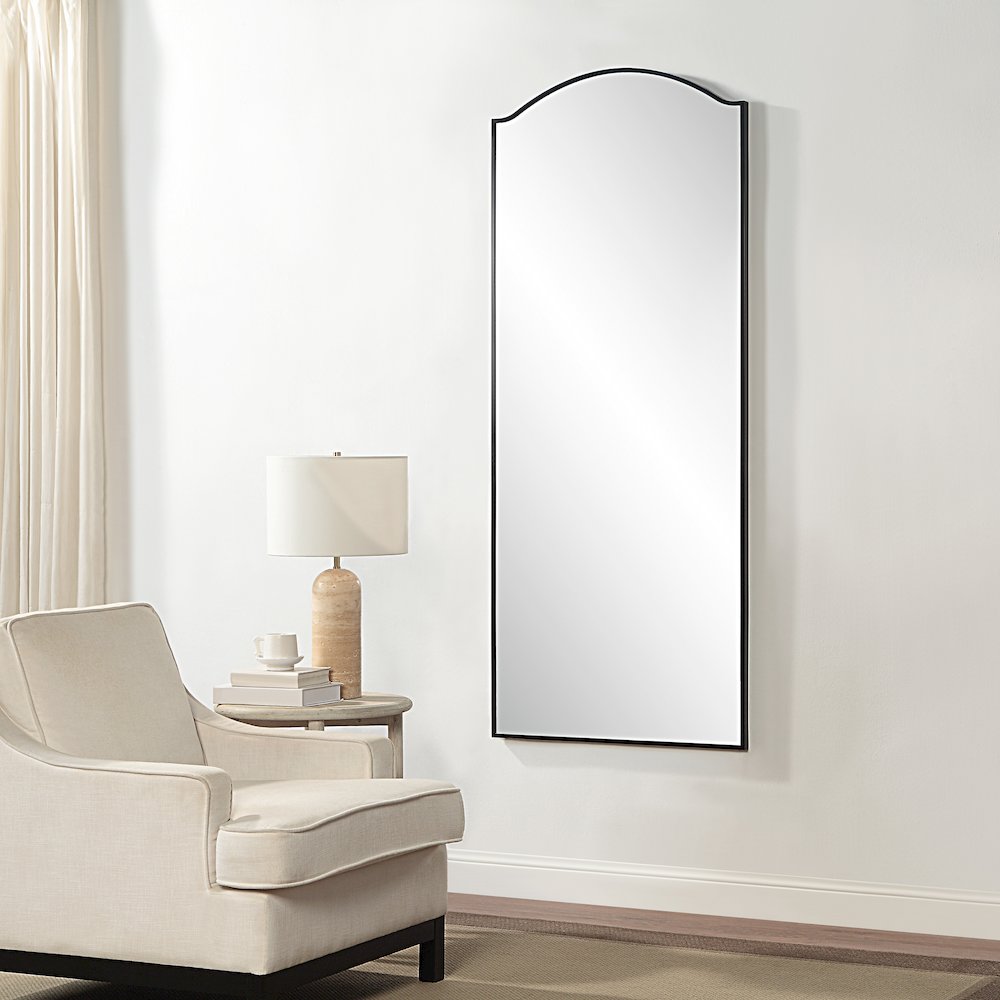 Balina 72" Tall Rectangular Arch Mirror, Matte Black. Picture 2