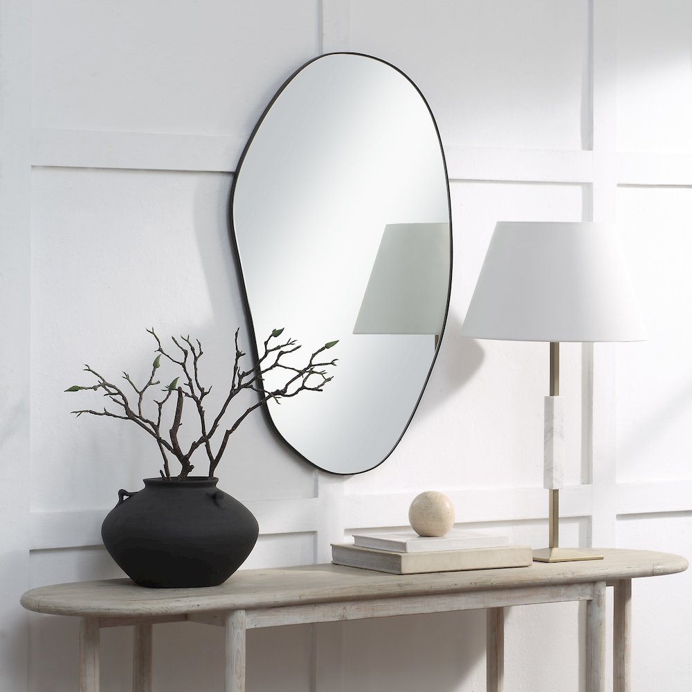 Gela 36" H x 23" W Wall Mirror, Black. Picture 2