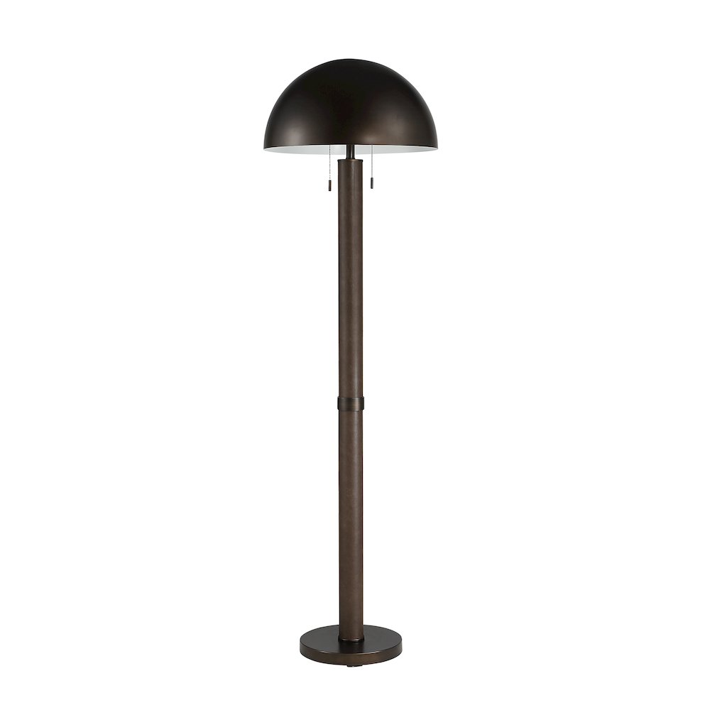 Incanta 68" Tall Dark Bronze Floor Lamp with Drum Iron Shade. Picture 1