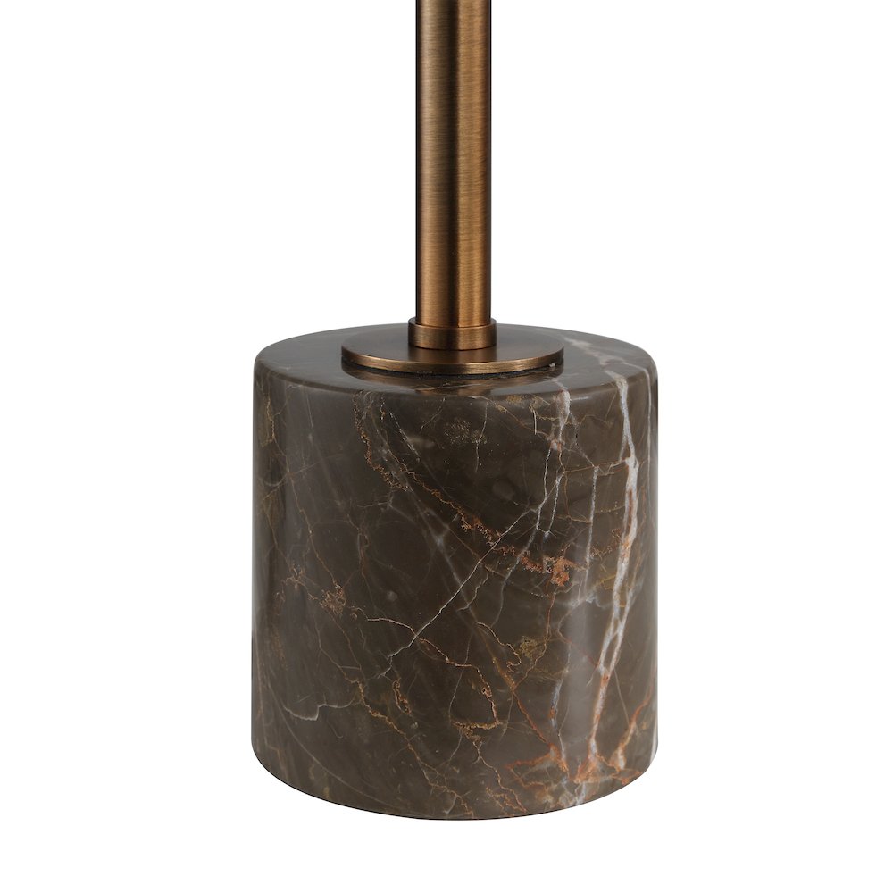 21.5" Tall Dark Antique Brushed Bronze Iron Table Lamp with Tube Iron Shade. Picture 3