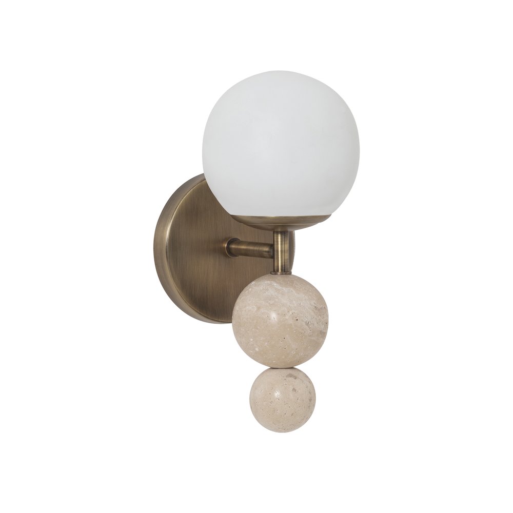Celestia 10.5" Matte Antique Brass Beige 1-Light Wall Sconce. Picture 5