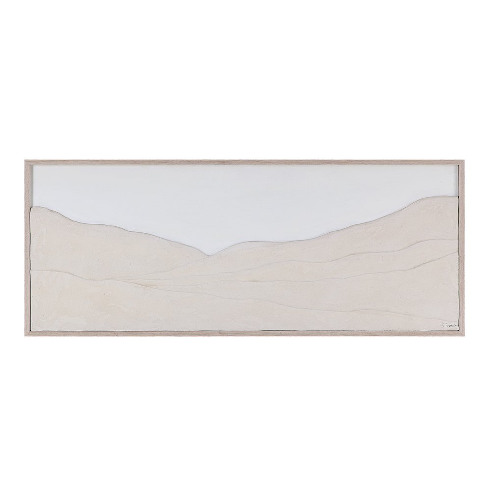 Bobier 60" Wide Wall Art With Wood Frame, Cream. Picture 1