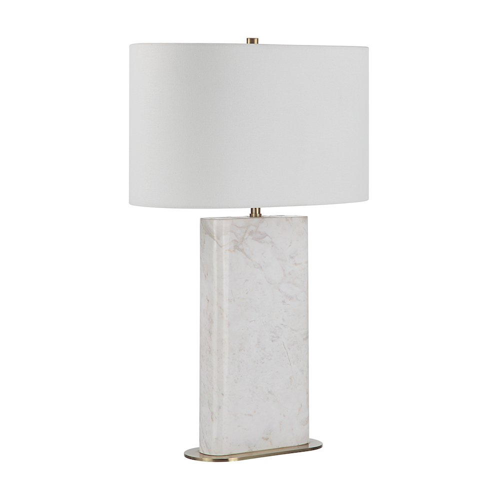 27" Tall Plated Antique Brushed Brass Iron Table Lamp With Drum Linen Shade. Picture 3