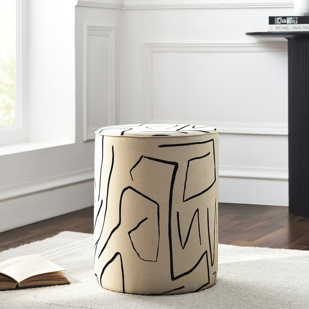 Rachelle Indoor Cotton Stool, Cream. Picture 2