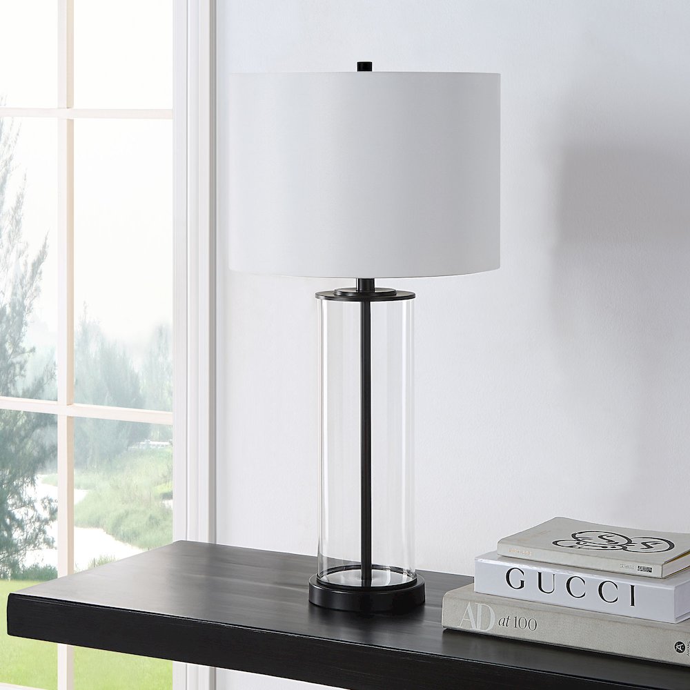 Desdemona 28" Length Table Lamp- Set of two, Clear and Matte black. Picture 2