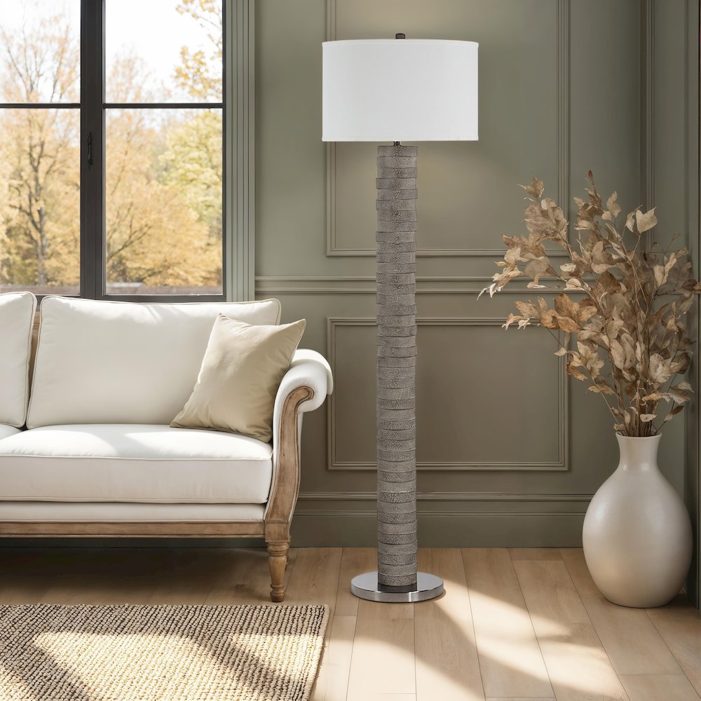 Moringa 72.0" Height Floor Lamps, Warm Charcoal Grey. Picture 2