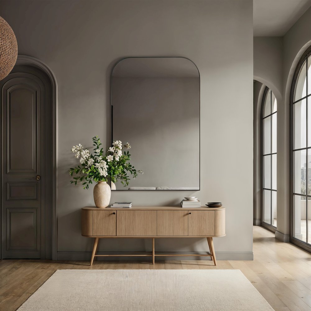Opalina 60" H x 40" W Wall Mirror, Matte Black. Picture 4