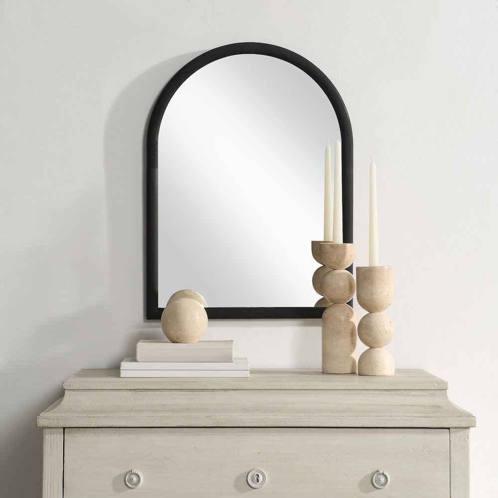 Olfito 24" H x 18" W Wall Mirror, Black. Picture 2