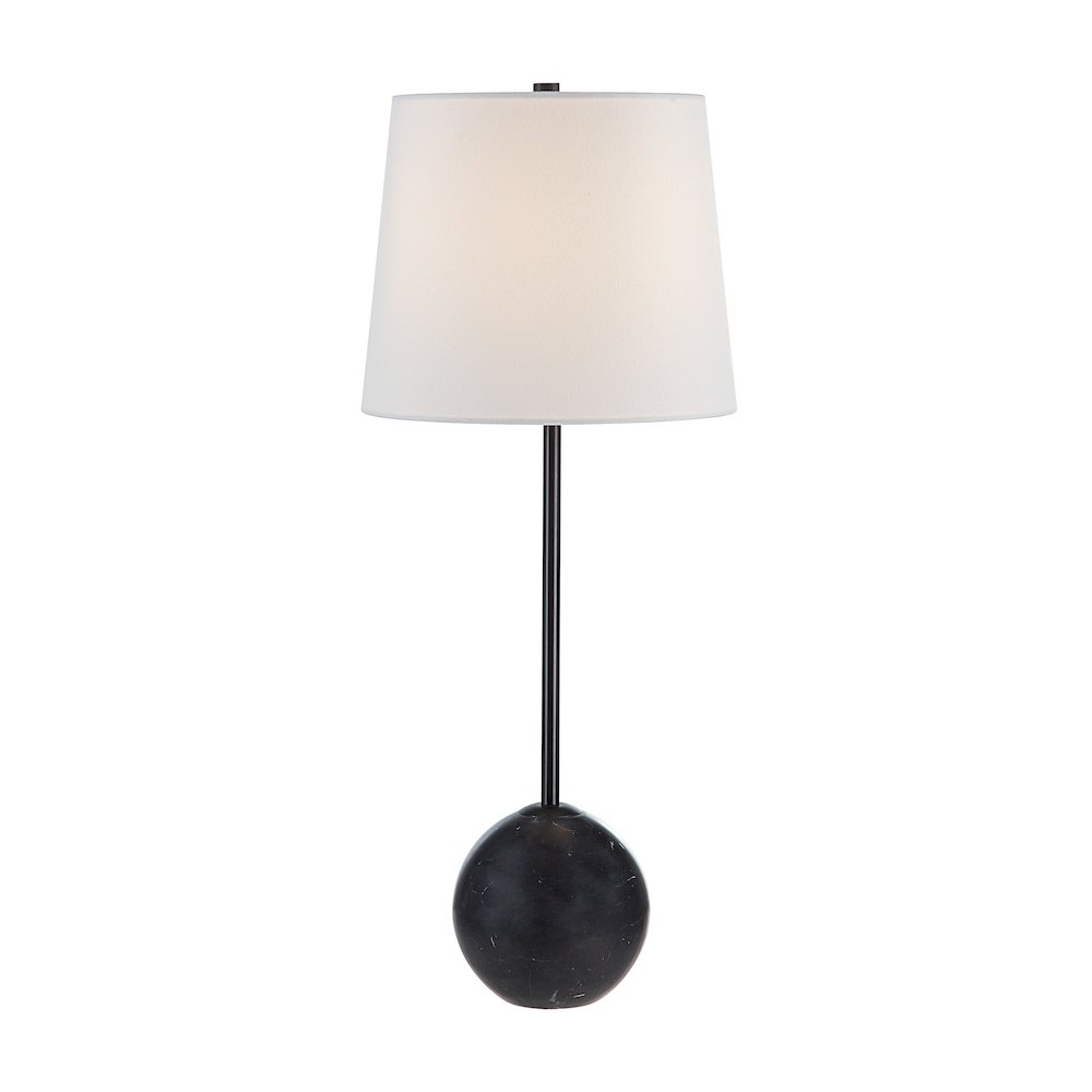 Bangor 27" Tall Matte Black Iron Table Lamp With Tapered Linen Shade (Set Of 2). Picture 4